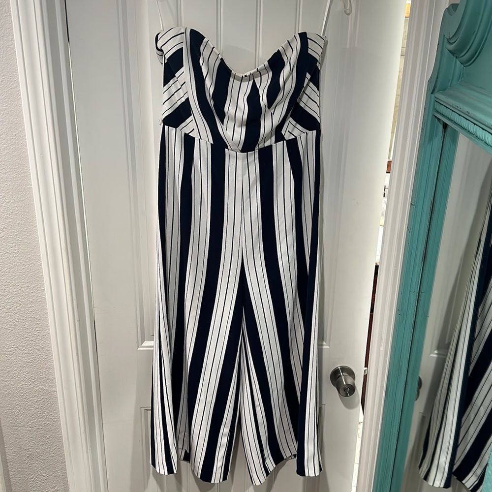 Blue and white stripped jumpsuit. Size 12